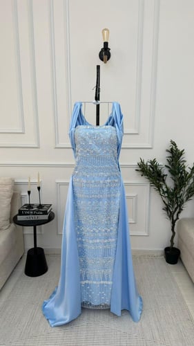 فستان سهره الخامه :تطريز يدوي الذيل تفته راقي متوف...