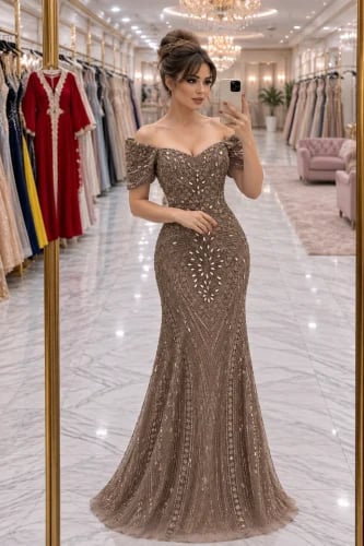 فستان سهره راقي طويل خامه راقيه
