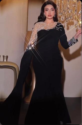 فستان سهره لون راقي خامه بارب + شيوف مطرز كرستال ي