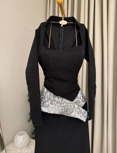 فستان سهره راقي لون انيق قماش كريب استرتش