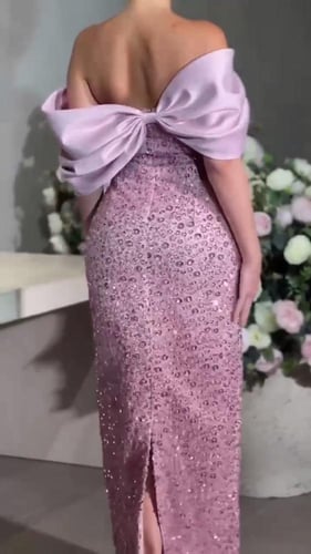 فستان سهره طويل جدا انيق خامه باربي عل ترتر +شيفون