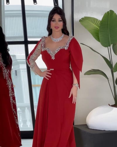 فستان سهره انيق خامه كريب استرتش مطرز يدوي