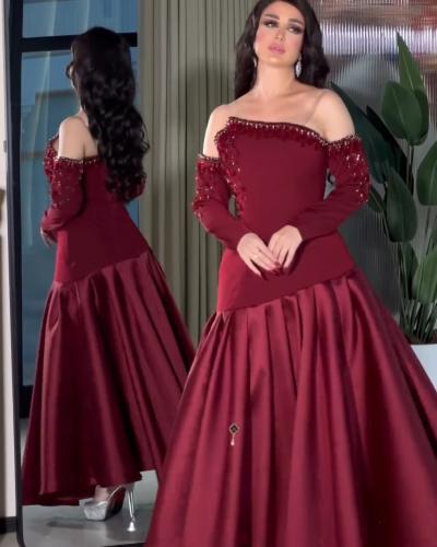 فستان سهره راقي الخامه:خامه كريب استرتش عل ميكادو