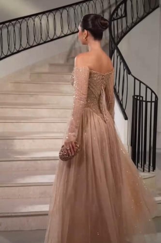 فستان سهره لون انيق راقي خامه تل خرز