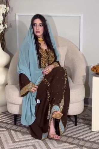 فستان سهره راقي لون انيق قماش شيفون +تطريز يدوي را...