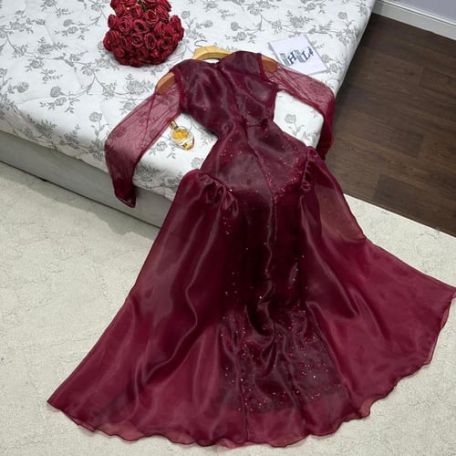 فستان سهره انيق خامه تل عل اورجنزا بطانه