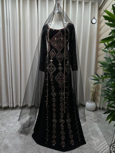 جلابيه سهره راقيه طويله ساتره لون اسود انيق خامه ك...