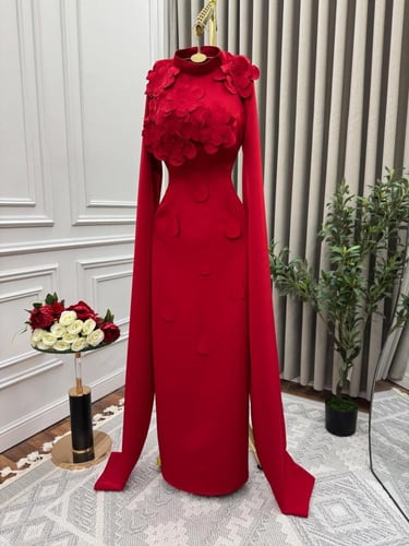 فستان سهره لون انيق راقي خامه كريب استرتش