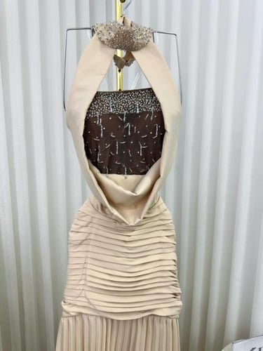 فستان كريب استرتش تطريز راقي