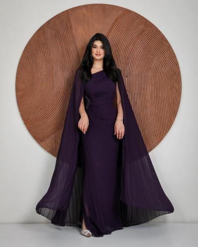 فستان سهره لون راقي خامه شيفون كسرات عل بطانه بارب...