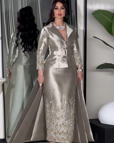 فستان سهره راقي طويل ساتر لون راقي خامه ميكادو +تط...