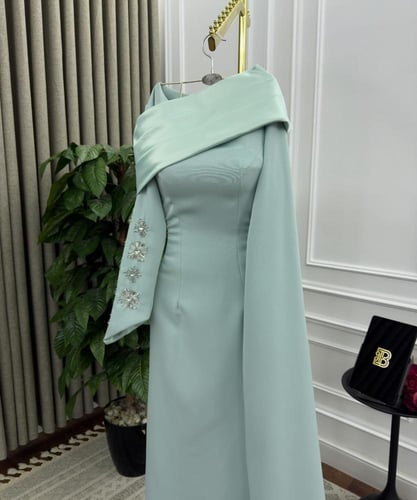 فستان سهره لون انيق راقي خامه كريب استرتش