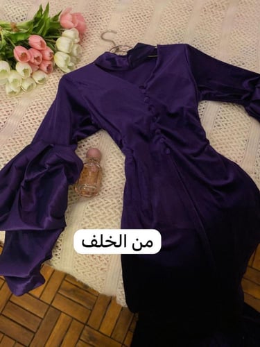 فستان شتوي كحلي سهره طويل انيق الخامه :مخمل +ترتر