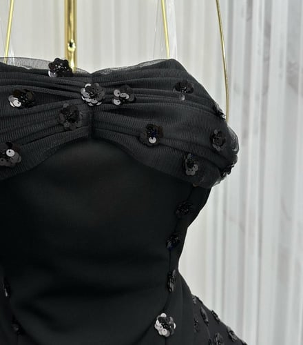 فستان سهره لون اسود انيق راقي خامه باربي +شيفون ور...