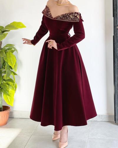 فستان سهرة دبل كلوش* الخامة:*مخمل جوخ+كلفة كمبيوتر...