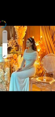 فستان سهره انيق لون ابيض خامه ترتر