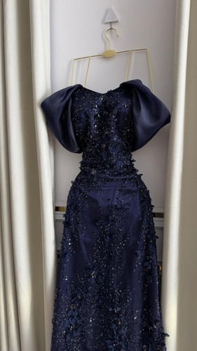 فستان سهره لون راقي خامه شيفون عل باربي مطرز يدوي