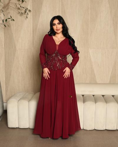 فستان سهره راقي لون انيق شيفون جورجيت مبطن