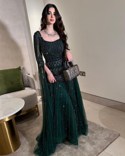 فستان سهره راقي خامه تفته عل شيفون مطرز يدوي انيق