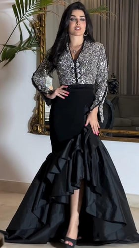 فستان سهره لون انيق خامه كريب استرتش