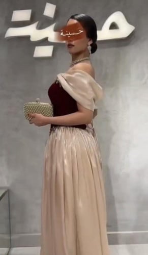 فستان سهره راقي لون انيق قماش شيفون عل بطانه مخمل...