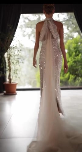 فستان تل مطرز