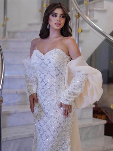 فستان سهره لون ابيض راقي