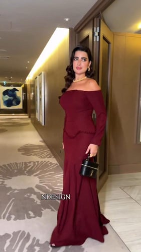 فستان شتوي سهره راقي لون انيق قماش كريب استرتش