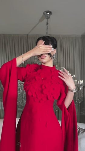 فستان سهره لون انيق راقي خامه كريب استرتش