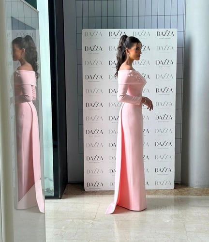 فستان سهره طويل راقي الخامه:كريب استرتش