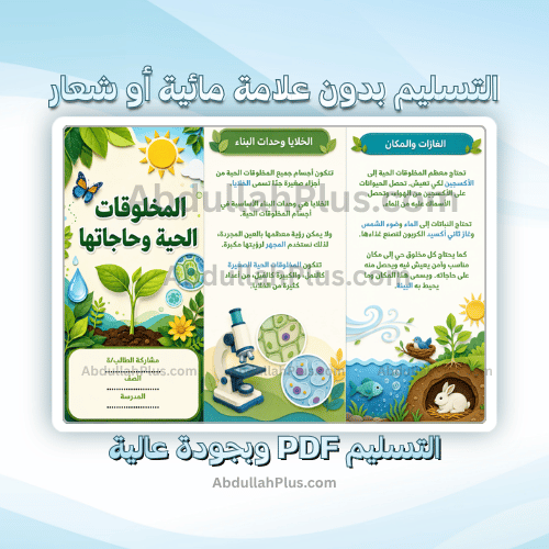 مطوية المخلوقات الحية وحاجاتها - علوم ب3 ف1 PDF