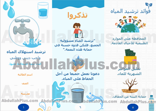 مطوية ترشيد استهلاك الماء - مهارات حياتية وأسرية ب...