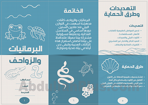 مطوية طلاب جاهزة عن الزواحف والبرمائيات – بصيغة PD...