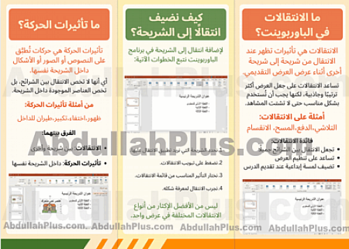 مطوية شرح الانتقالات وتأثيرات الحركة في الباوربوين...