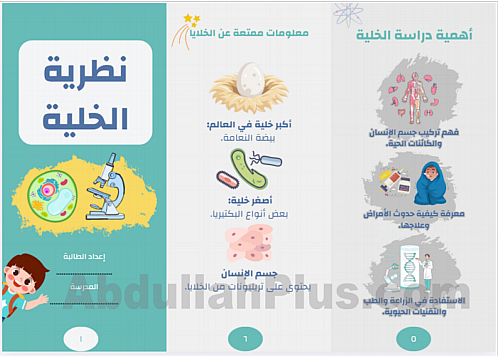 مطوية تعليمية جاهزة عن نظرية الخلية – للمرحلة الاب...