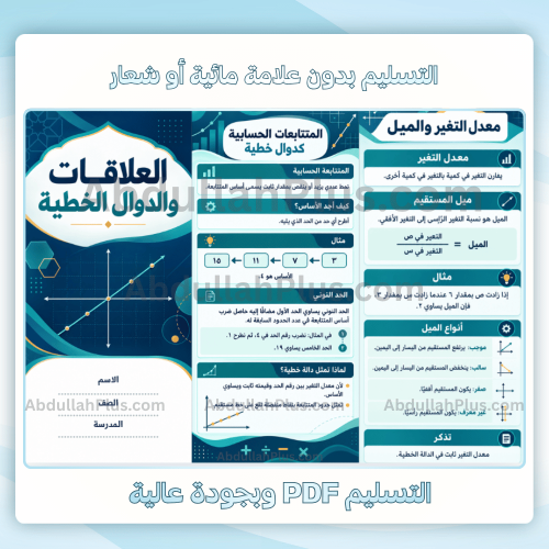 مطوية العلاقات والدوال الخطية - رياضيات م3 ف1 pdf