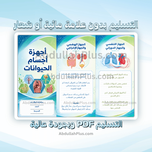 مطوية اجهزة اجسام الحيوانات - علوم ب4 ف1 PDF