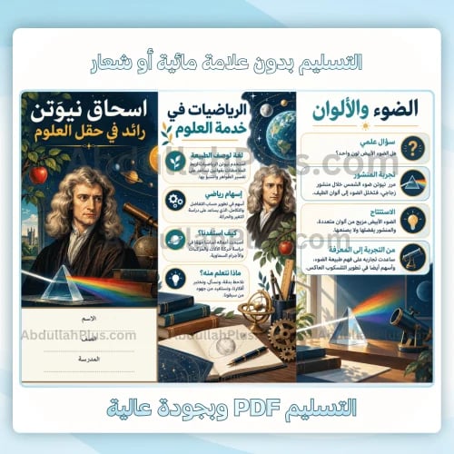 مطوية اسحاق نيوتن رائد في حقل العلوم - علوم م2 ف1...