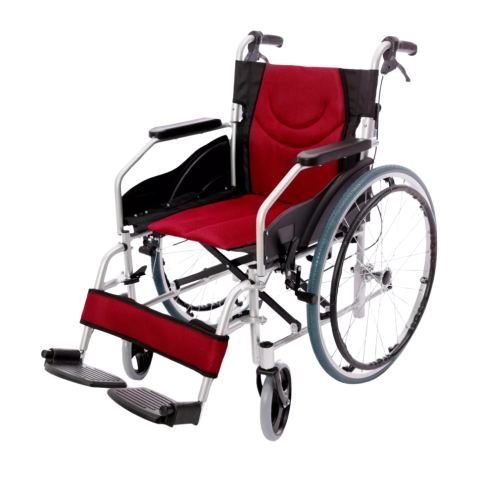 كرسي متحرك طبي ألمنيوم قابل للطي KY868LAJ-A-46 أحم...