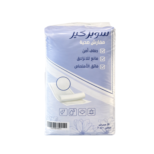 مفارش سوبر كير Under Pad أبيض – 60x90 سم، 150 قطعة