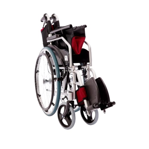 كرسي متحرك طبي ألمنيوم قابل للطي KY868LAJ-A-46 أحم...