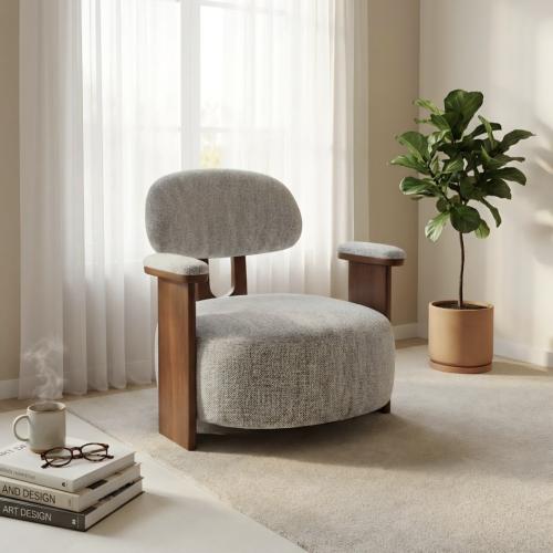 كرسي استرخاء لاونج بهيكل خشبي مودرن