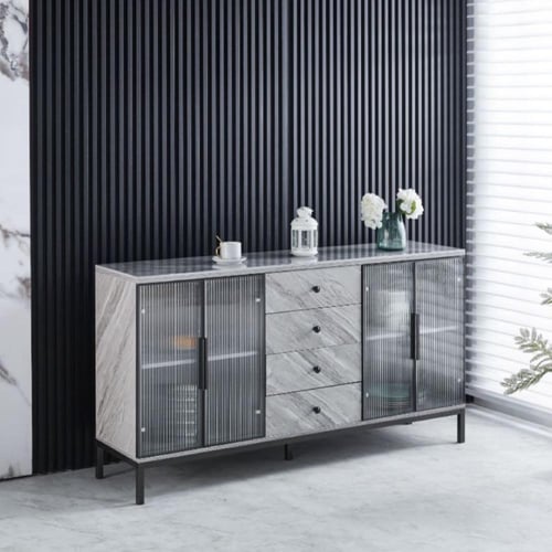 بوفيه خشب مع ابواب زجاج مقوى 160سم