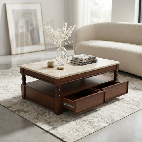 طاولة ضيافة خشب دورين 2درج