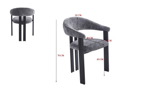 كرسي طاولة طعام مودرن بقماش شانيل وأرجل خشبية