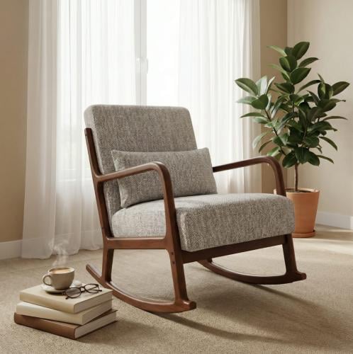 كرسي استرخاء هزاز بهيكل خشبي مودرن