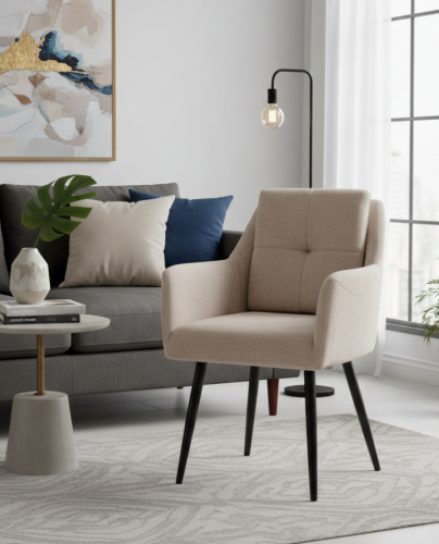 كرسي مخمل مع مسند ذراعيين