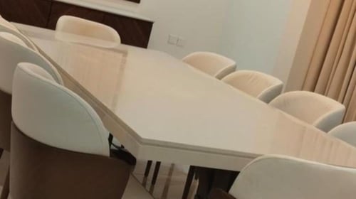 طقم طاولة طعام 10 كراسي + بوفية