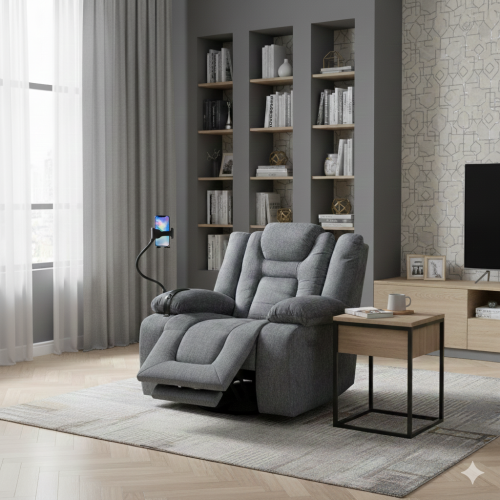 كرسي أسترخاء هزاز دوار مع حامل جوال