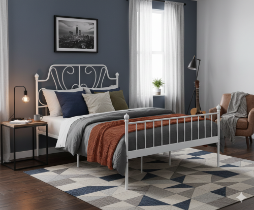 سرير حديد أبيض140\190سم